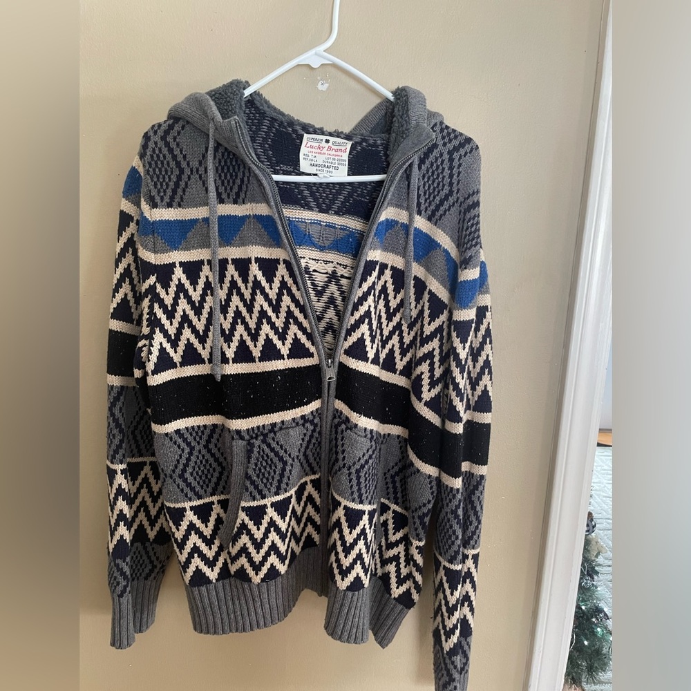 Lucky Brand faux shearling lined zip up hoodie